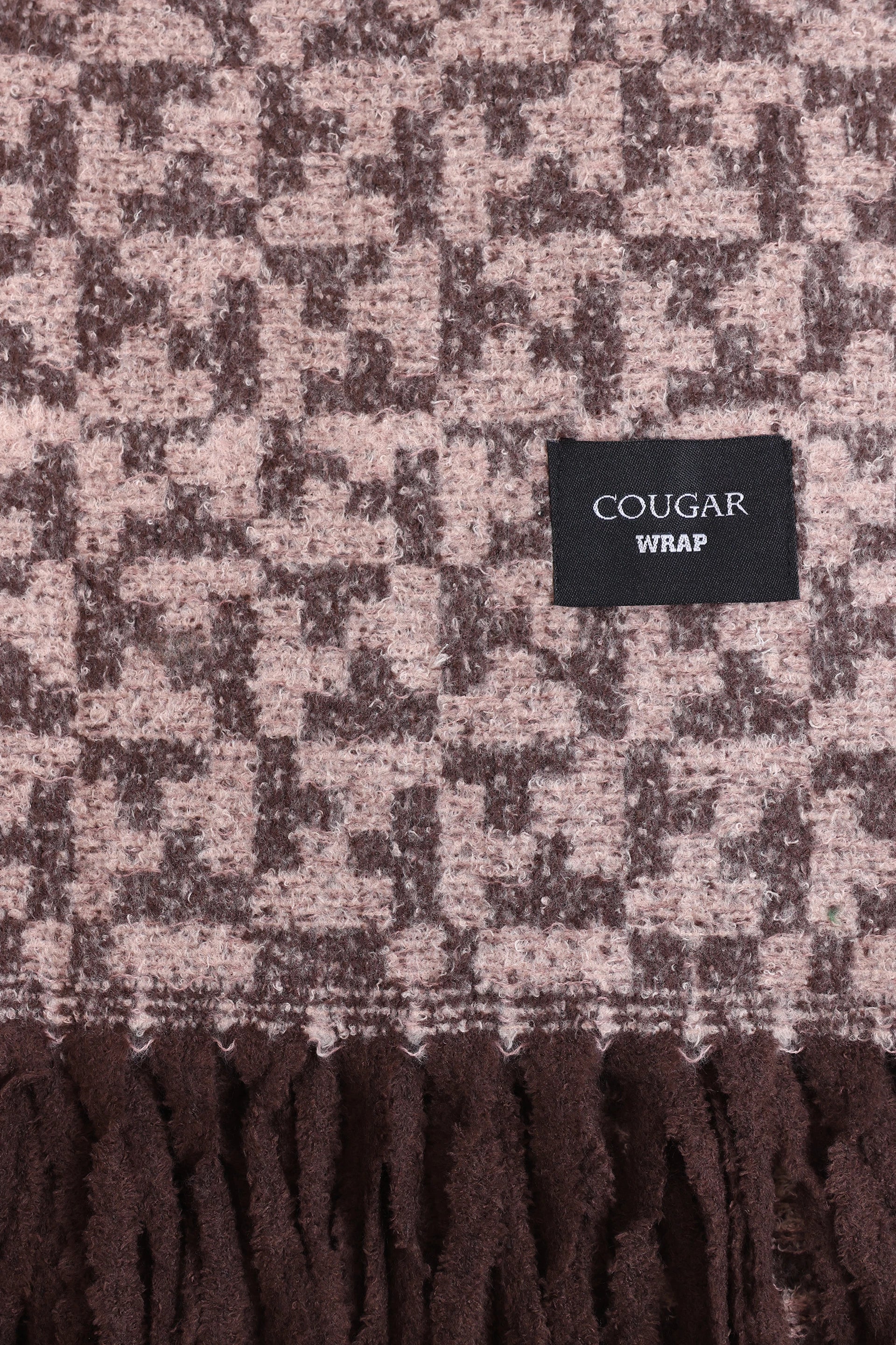 Patterned Fringed Knit Shawl - Cougar Clothing