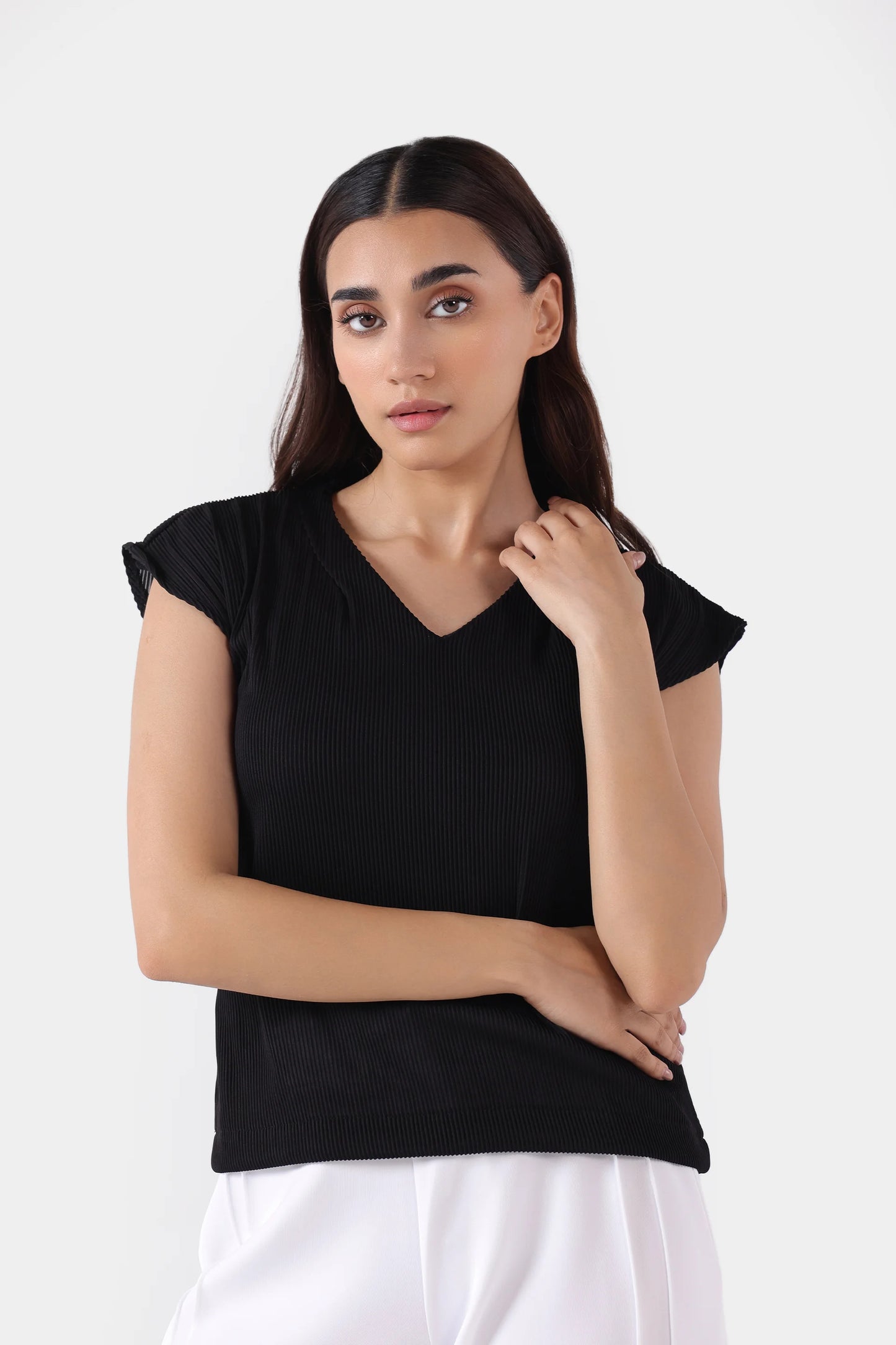 Cap Sleeve Textured Top - Cougar Clothing