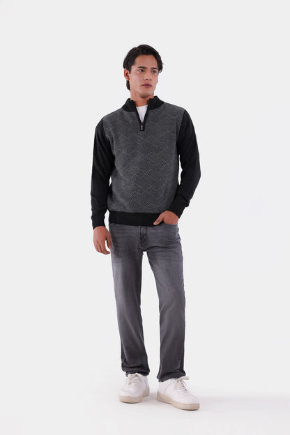 Contrast Sleeved Textured Sweater - Cougar Clothing