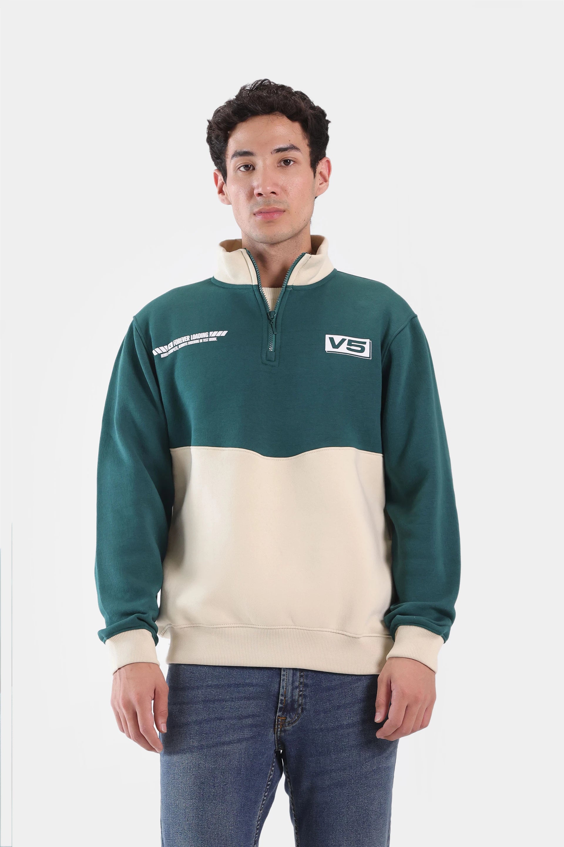 Quarter Zip Paneled Sweatshirt - Cougar Clothing