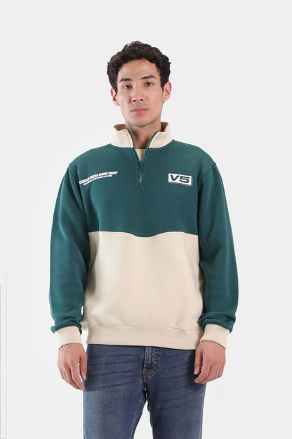 Quarter Zip Paneled Sweatshirt - Cougar Clothing