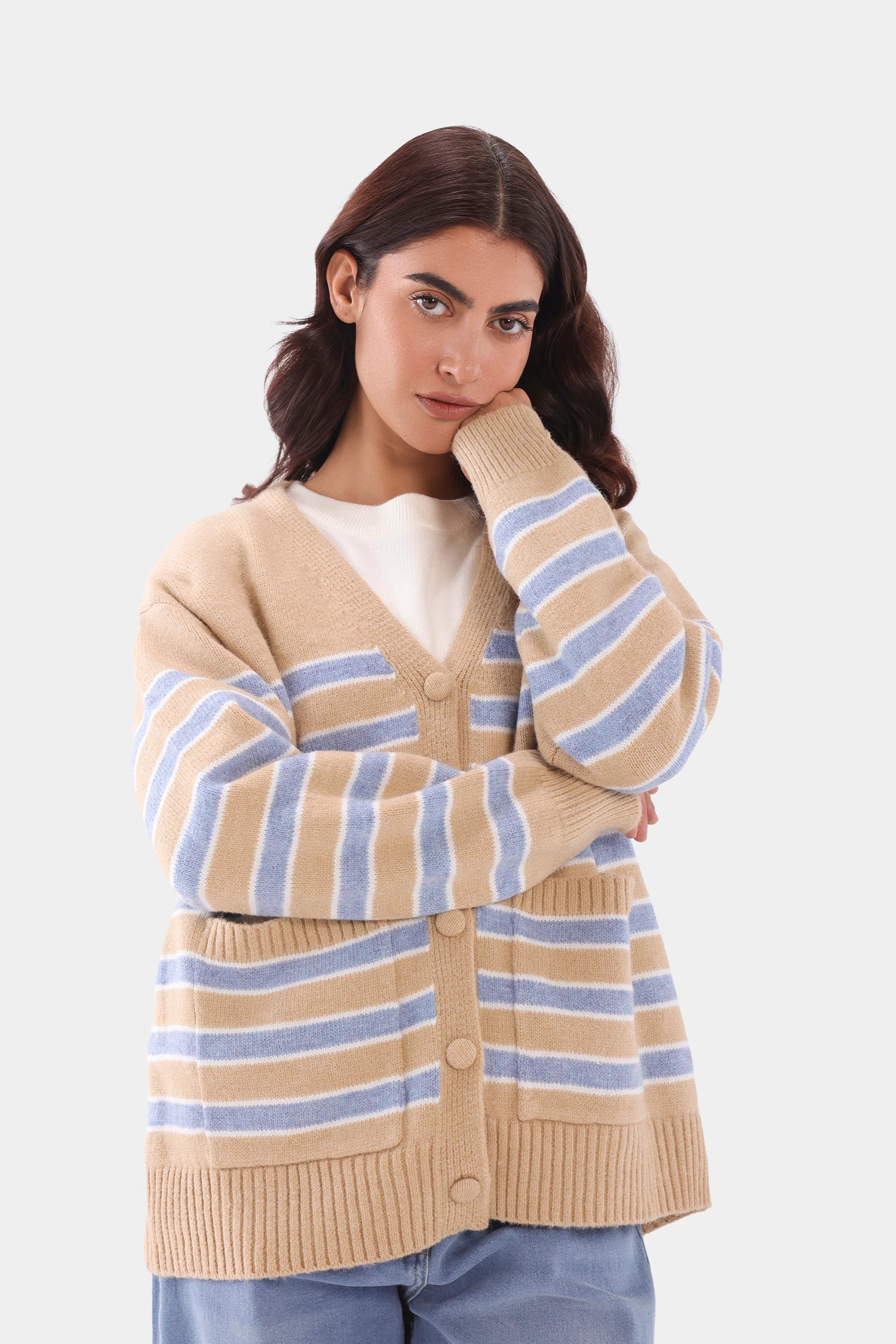 Contrast Striped Cardigan - Cougar Clothing