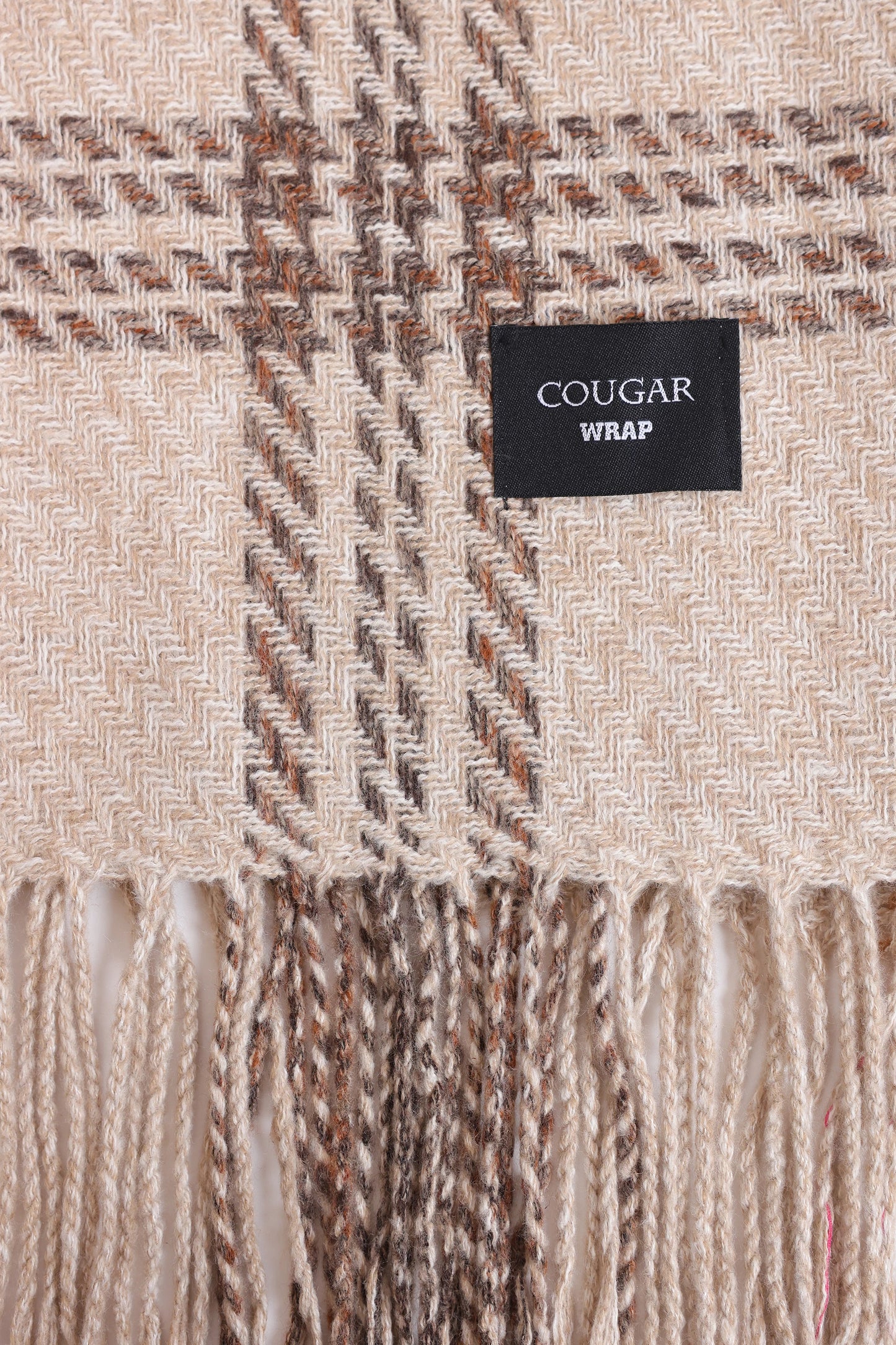 Checkered Fringed Knitted Shawl - Cougar Clothing