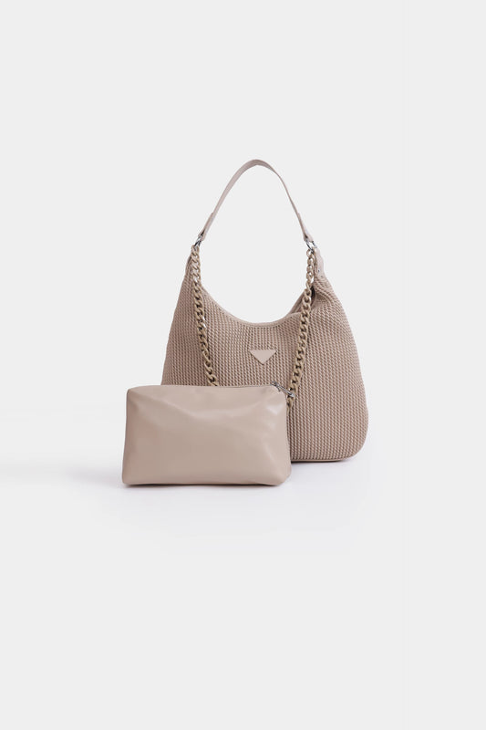 Textured Hobo Bag With Pouch - Cougar Clothing