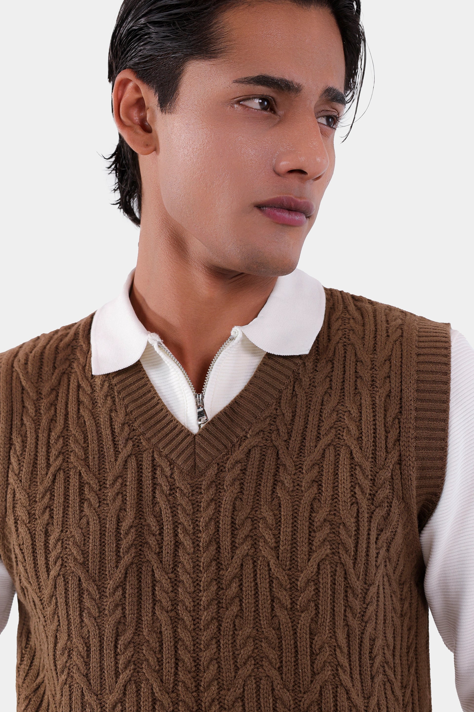 Textured Knit Sweater Vest - Cougar Clothing