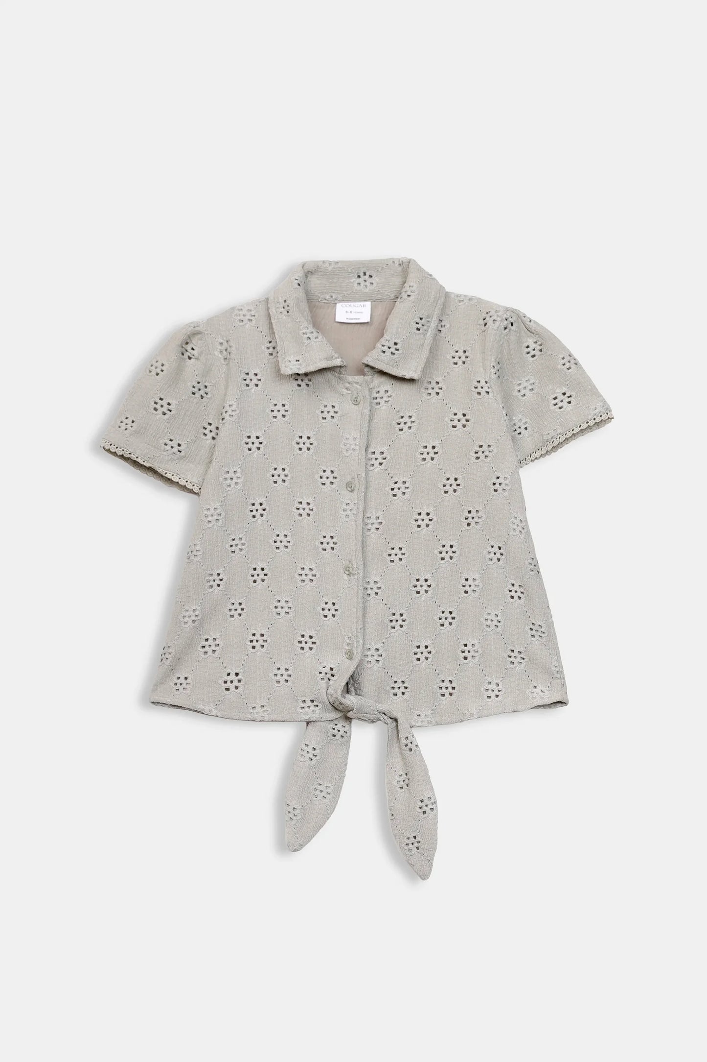 Tie-Front Schiffli Net Shirt - Cougar Clothing