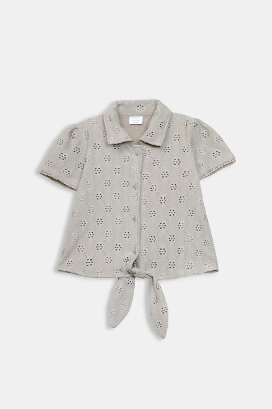 Tie-Front Schiffli Net Shirt - Cougar Clothing