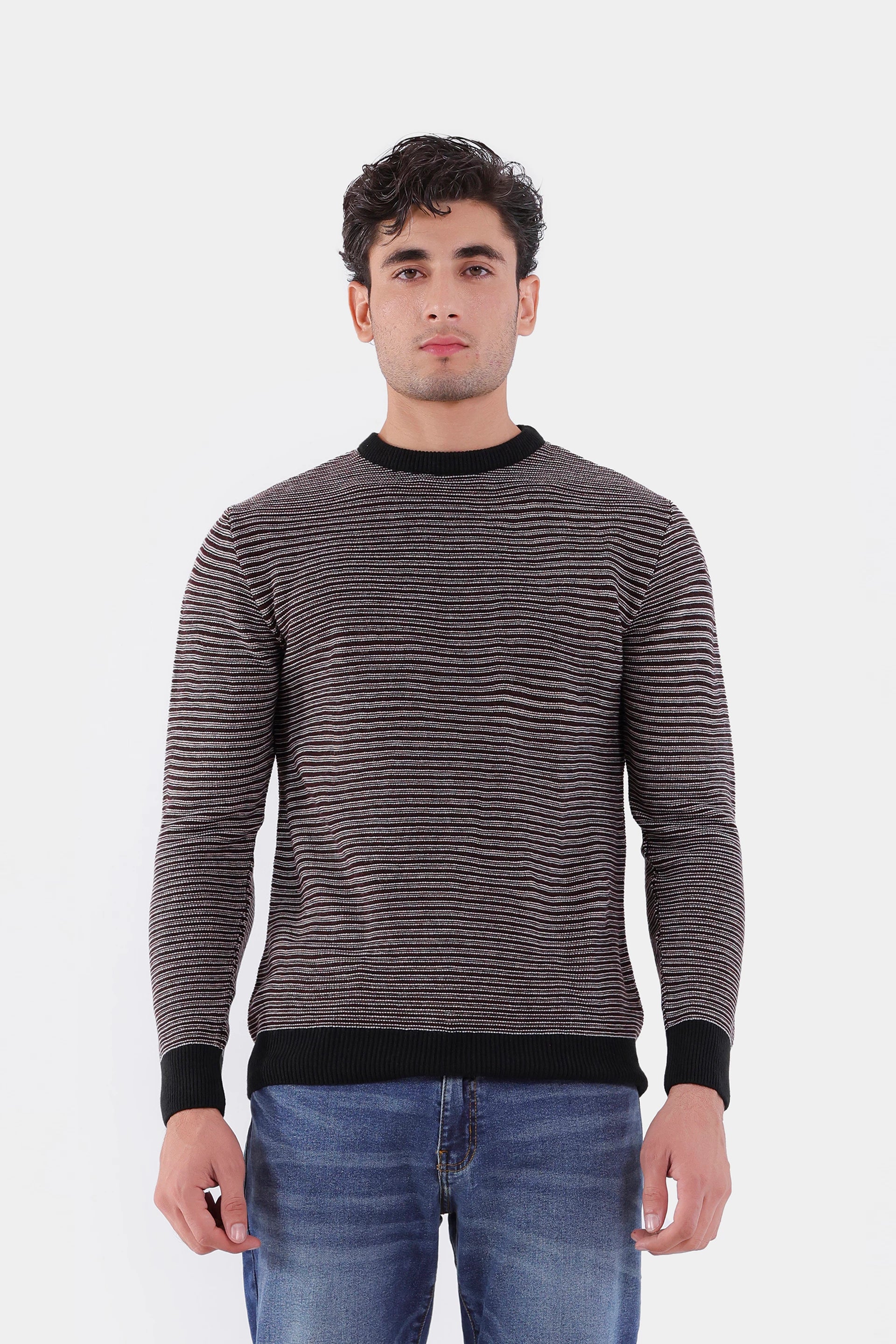 Crew Neck Striped Sweater - Cougar Clothing