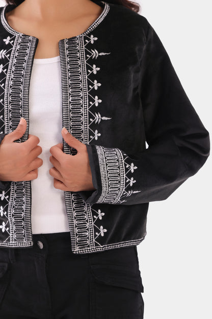 Embroidered Velvet Jacket - Cougar Clothing