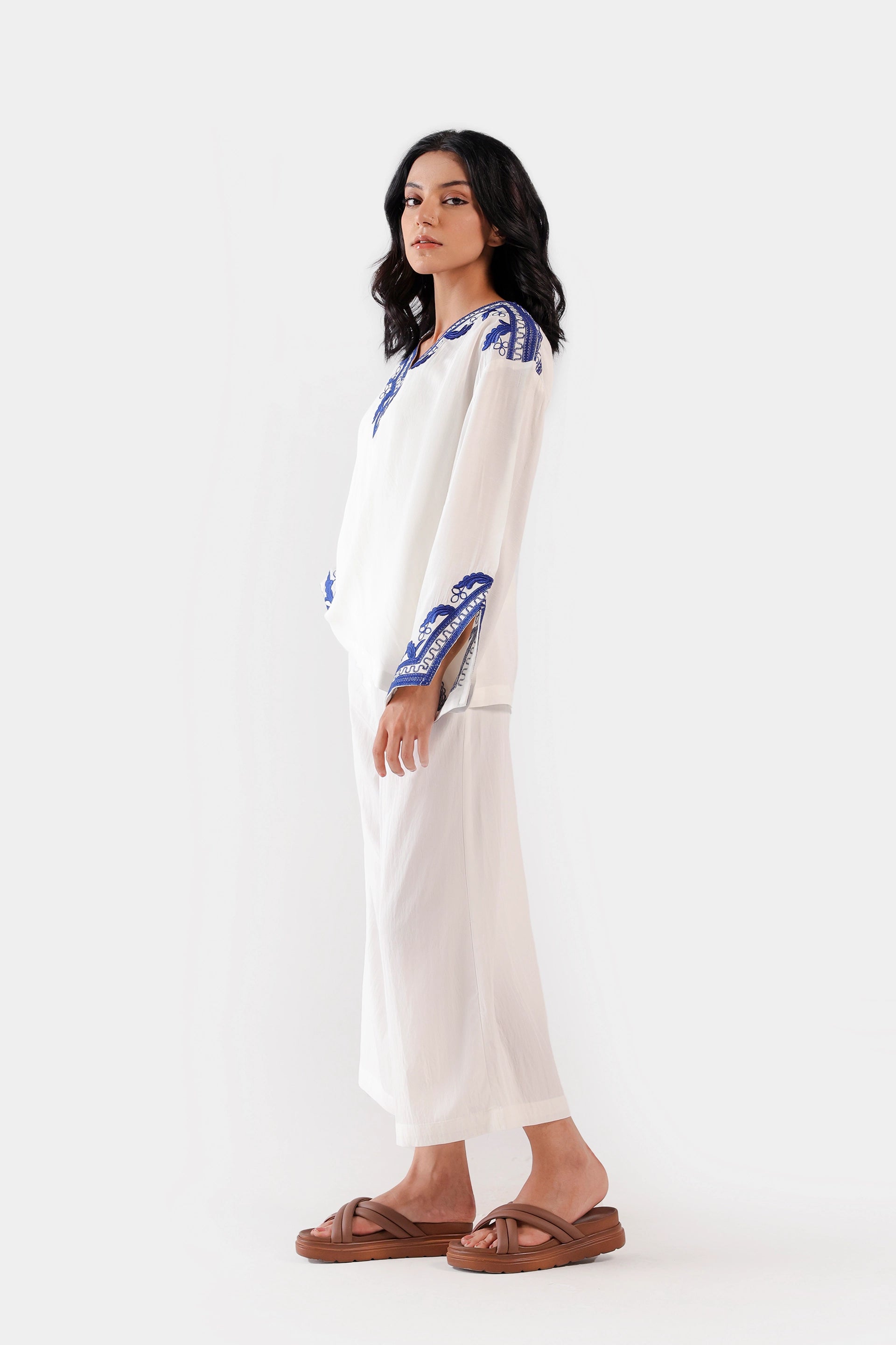 Embroidered Raw Silk Top - Cougar Clothing