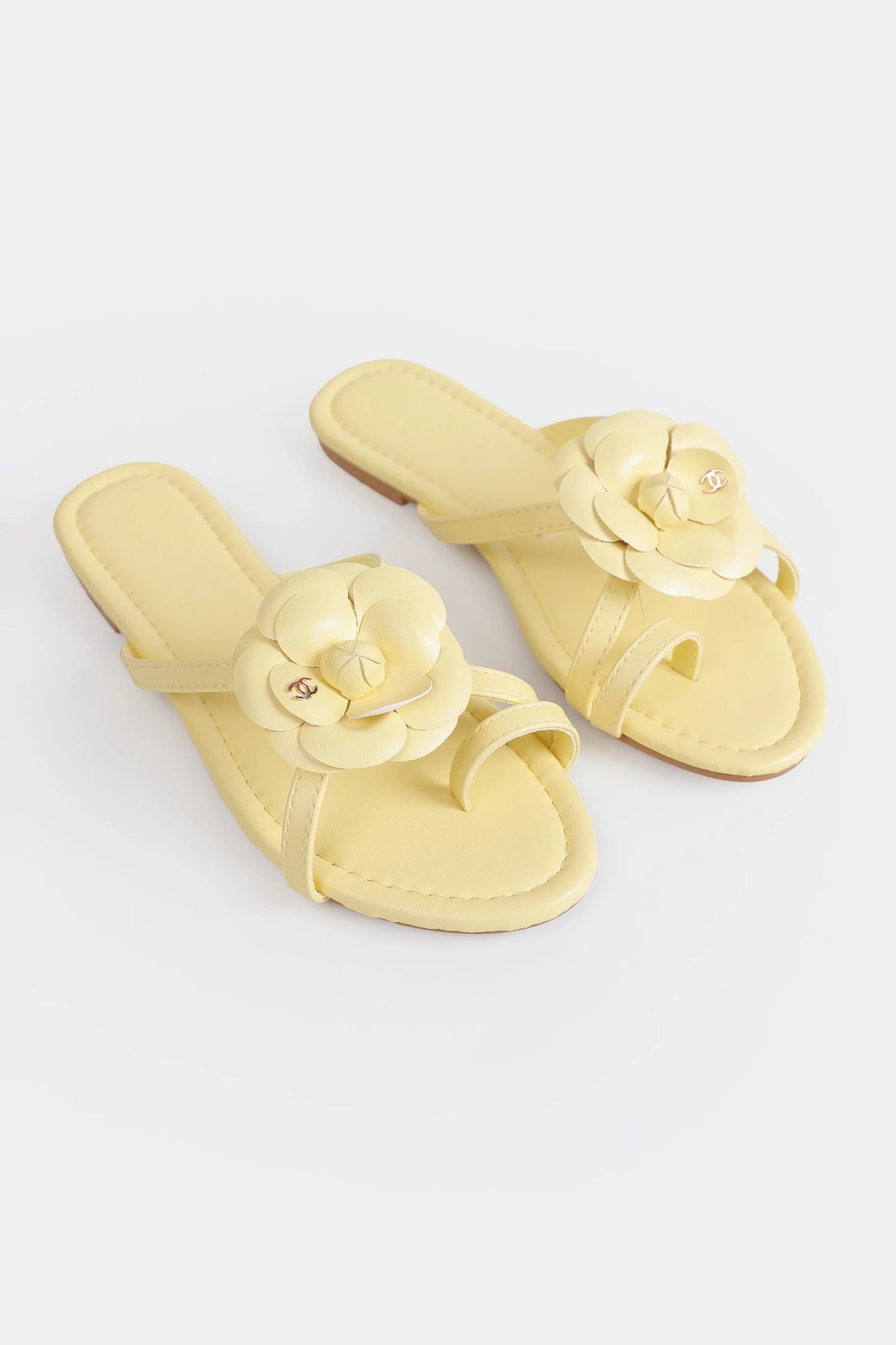 Butter Yellow Floral Slides - Cougar Clothing