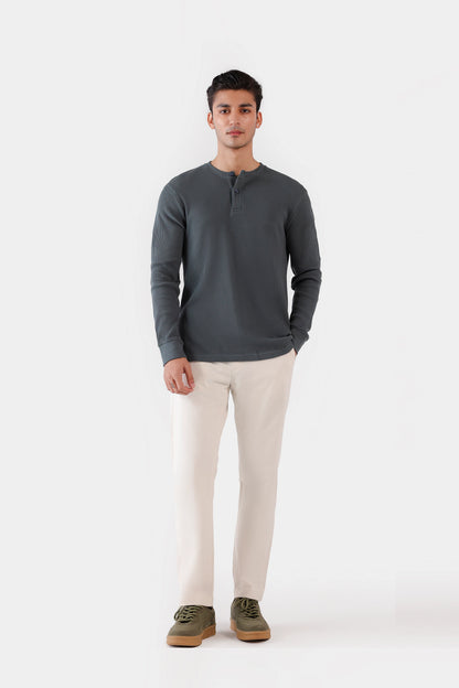 Waffle Knit Henley T-Shirt - Cougar Clothing