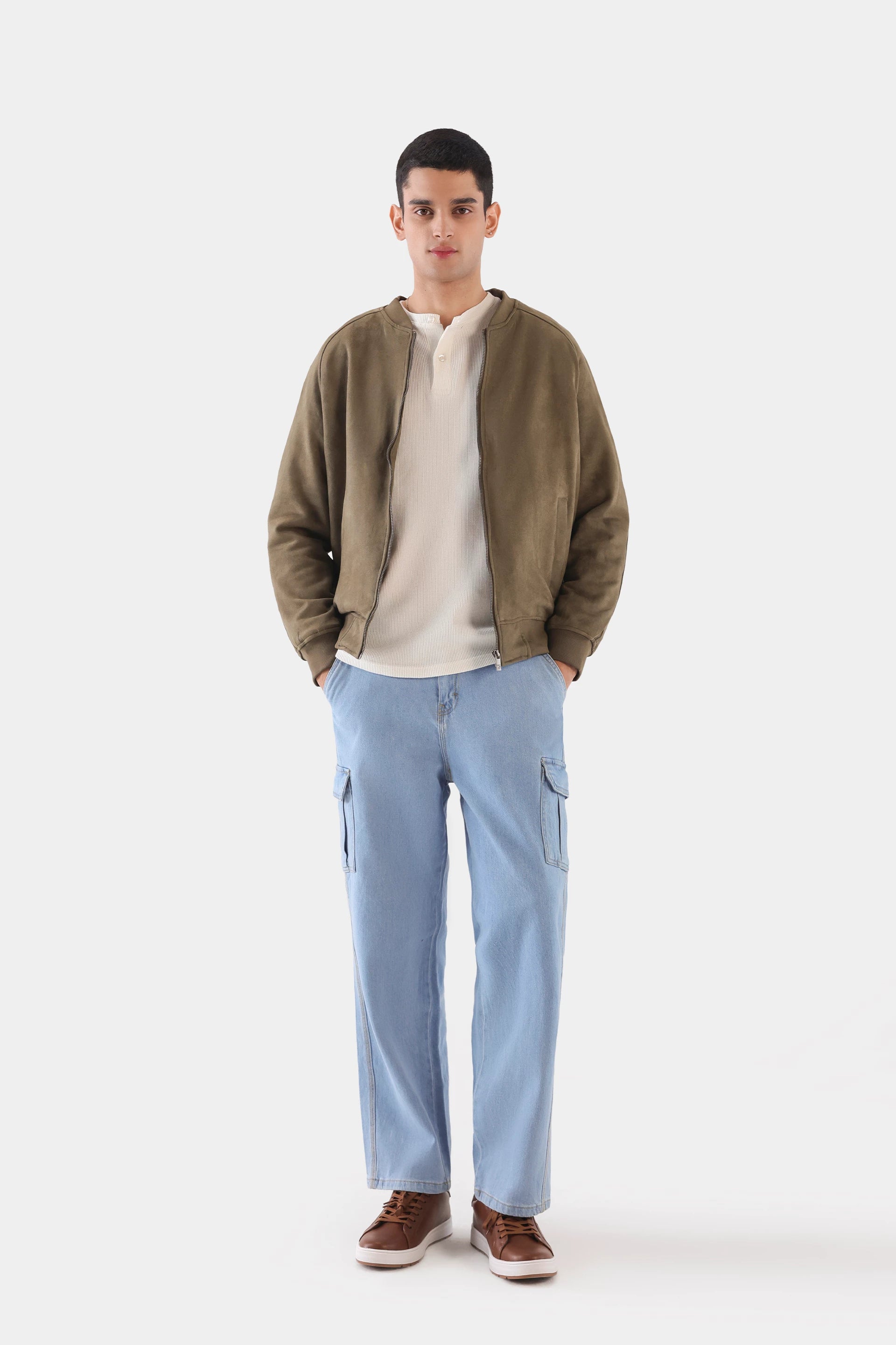 Faux Suede Raglan Jacket - Cougar Clothing