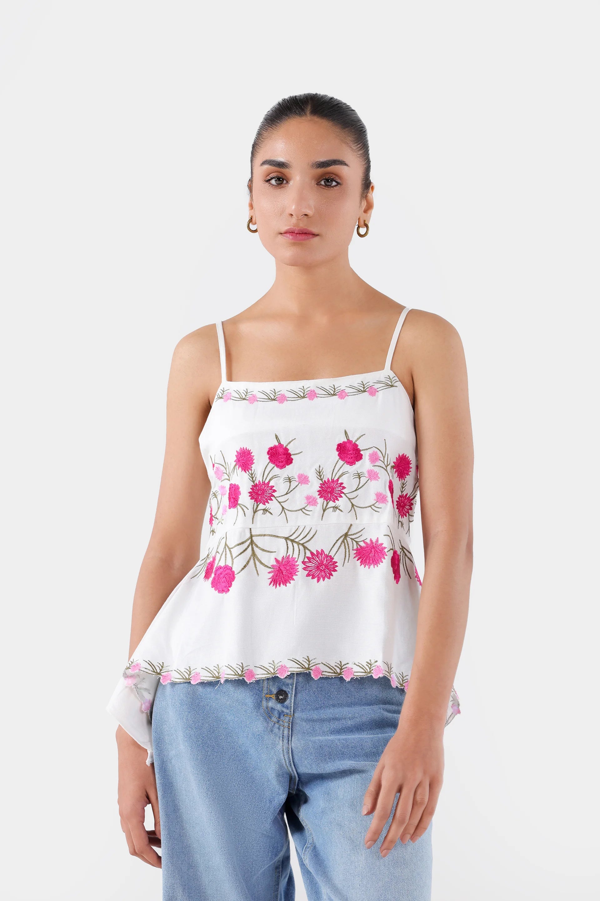 Embroidered Strappy Peplum - Cougar Clothing
