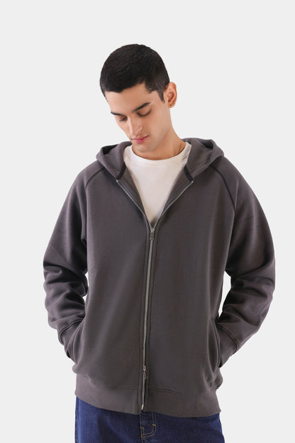 Relaxed Contrast Zip Hoodie - Cougar Clothing