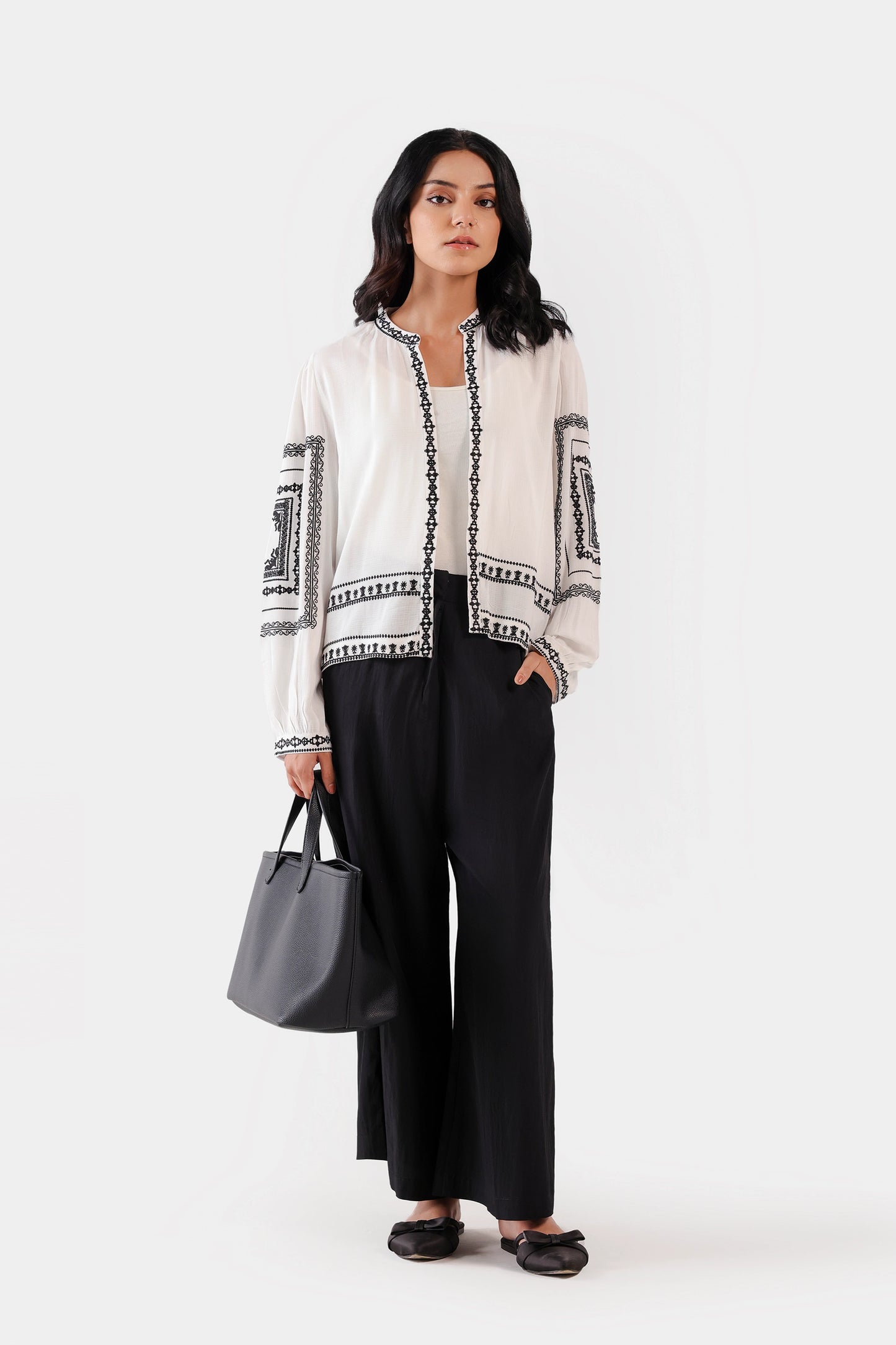 Embroidered Front Open Top - Cougar Clothing