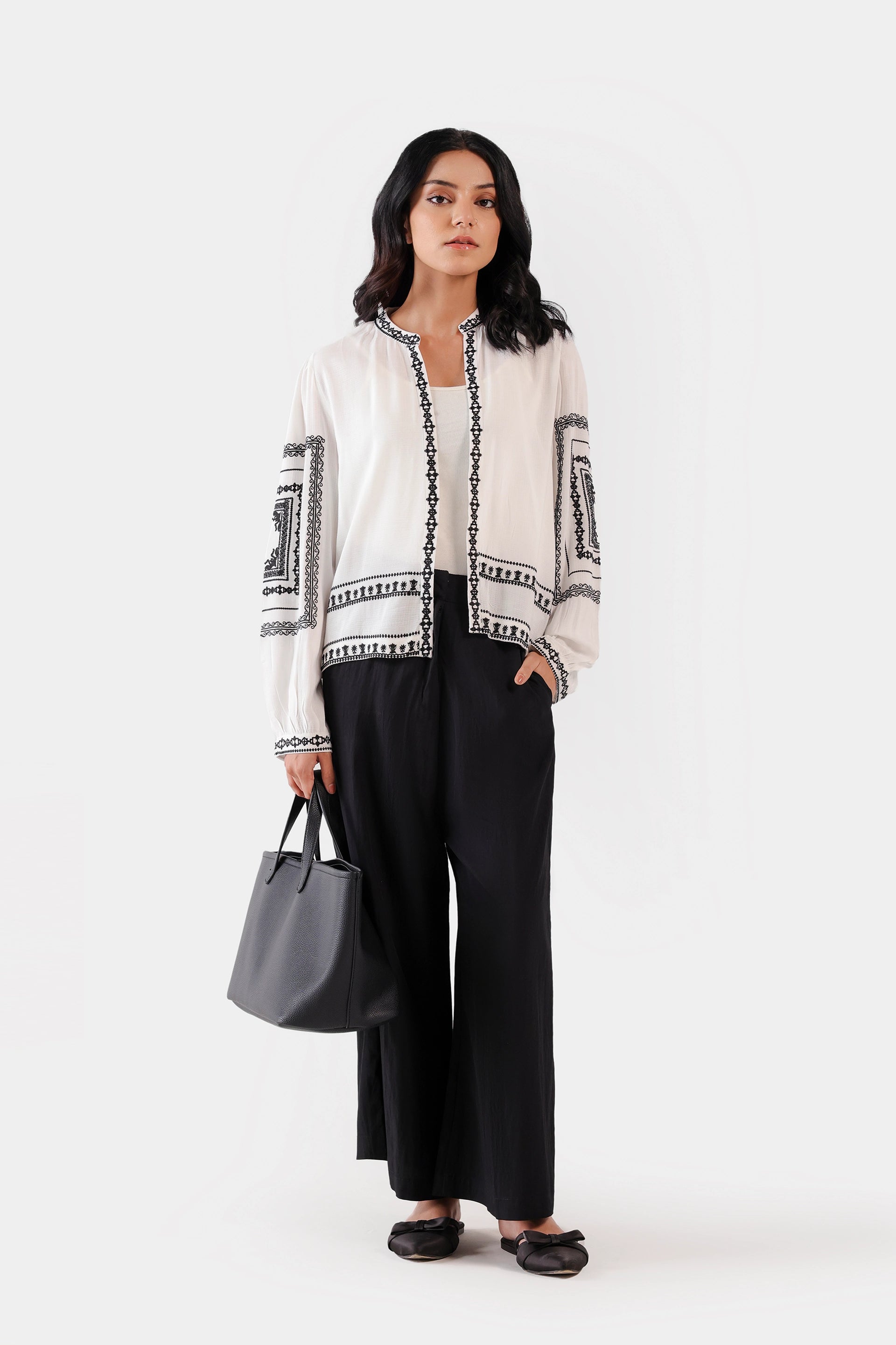 Embroidered Front Open Top - Cougar Clothing