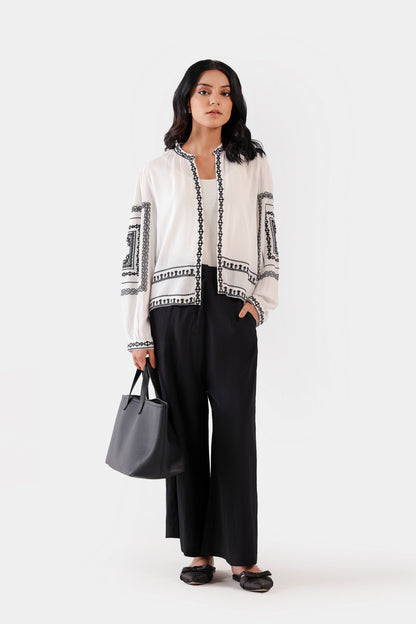 Embroidered Front Open Top - Cougar Clothing
