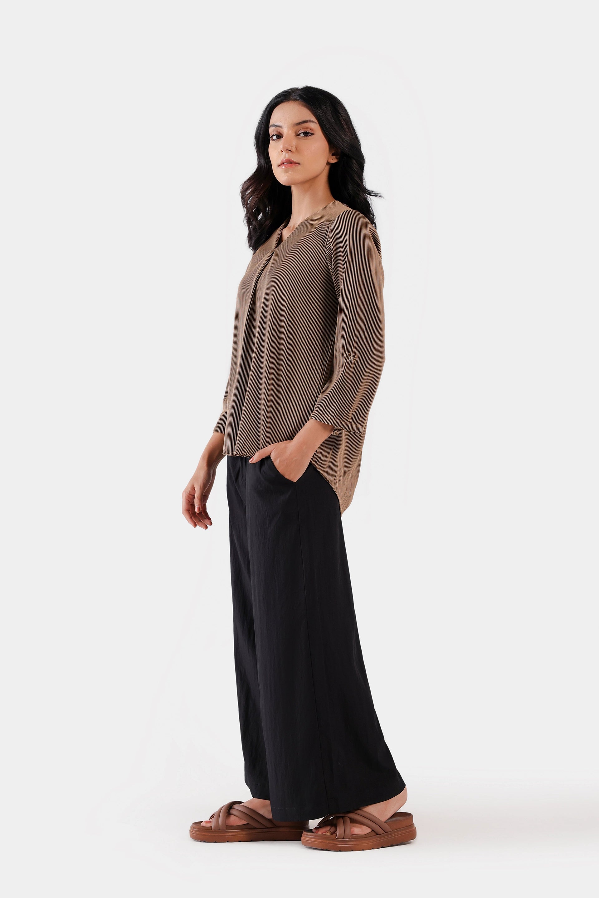 Textured V-neck Top - Cougar Clothing