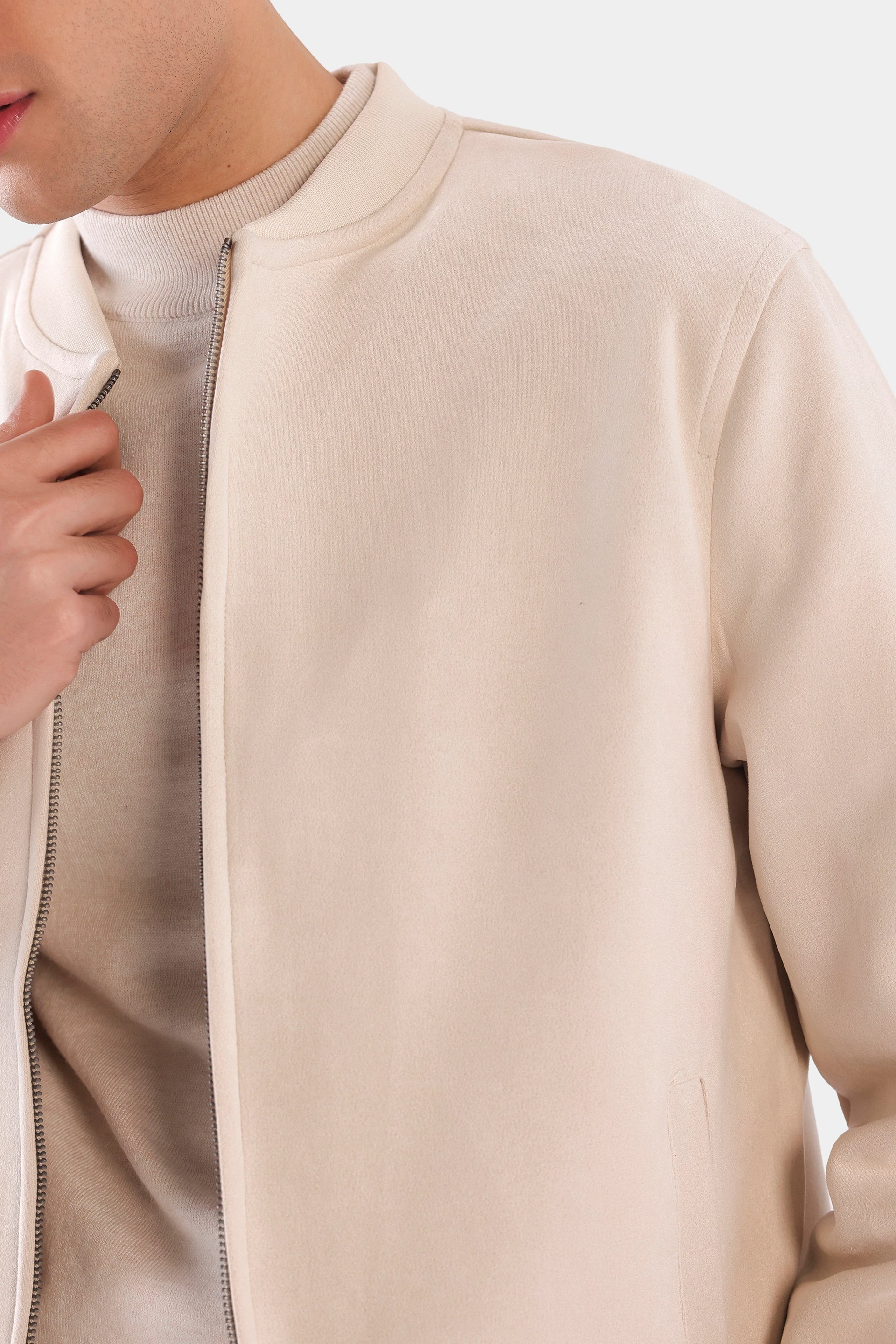 Faux Suede Bomber Jacket - Cougar Clothing