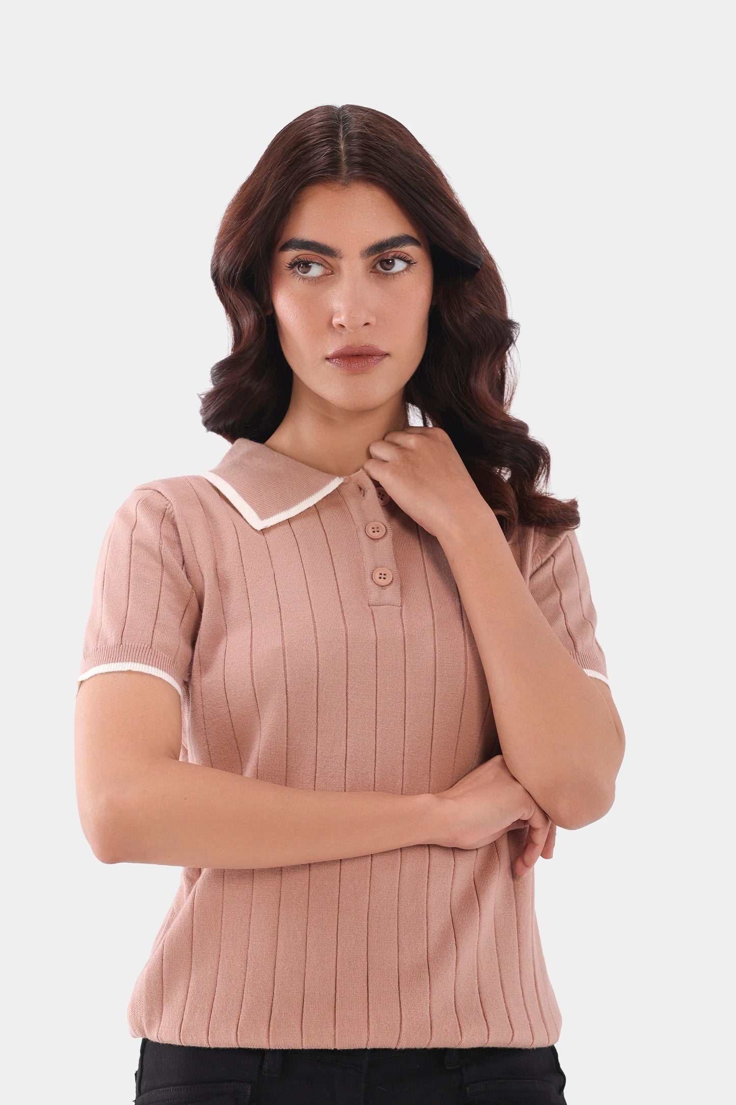 Cable Knit Polo Sweater - Cougar Clothing