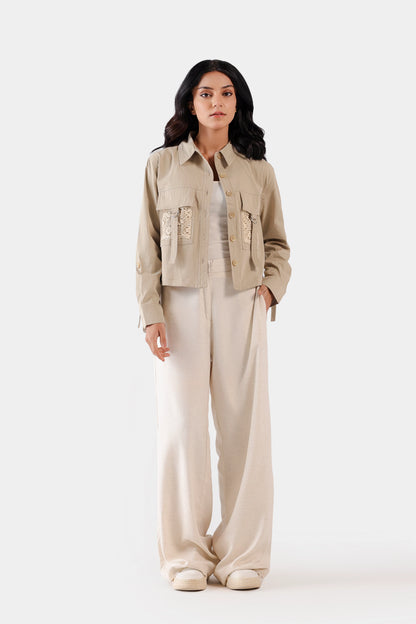 Cropped Shirt With Flap Pockets - Cougar Clothing