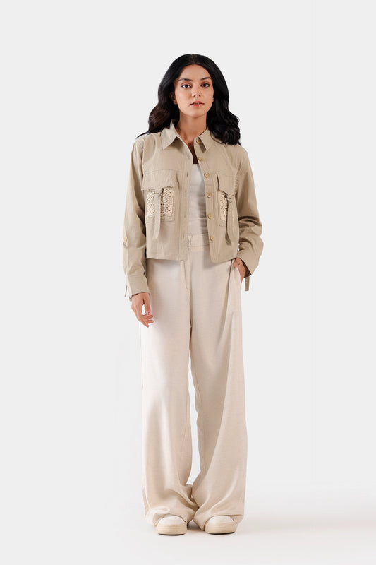 Cropped Shirt With Flap Pockets - Cougar Clothing