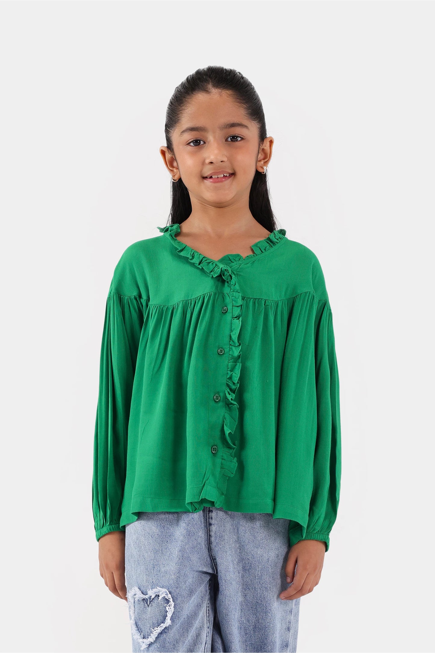 Button-Front Frilled Dress - Cougar Clothing