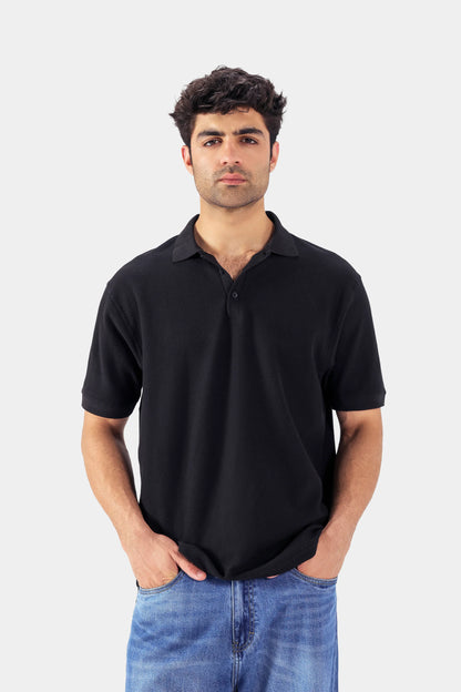 Relaxed Popcorn Knit Polo - Cougar Clothing