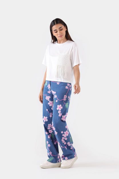 Straight Fit Printed Jeans - Cougar Clothing