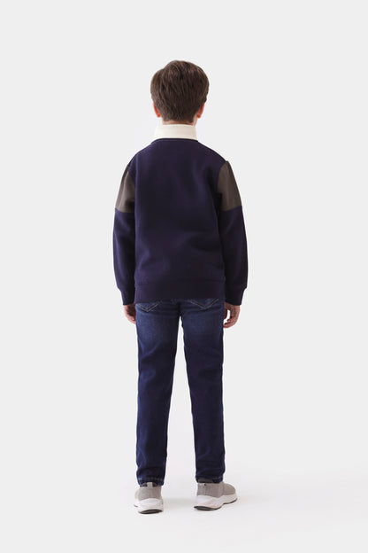 Mock Neck Color Block Sweatshirt - Cougar Clothing