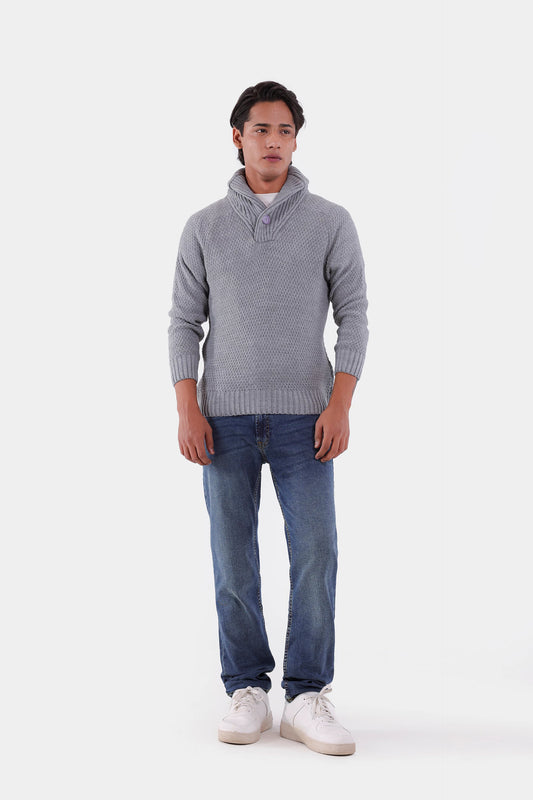 Shawl Neck Knit Sweater - Cougar Clothing