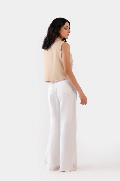 Wide Leg Embroidered Jeans - Cougar Clothing