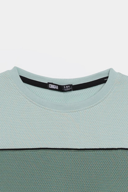 Popcorn Knit Color Block T-Shirt - Cougar Clothing