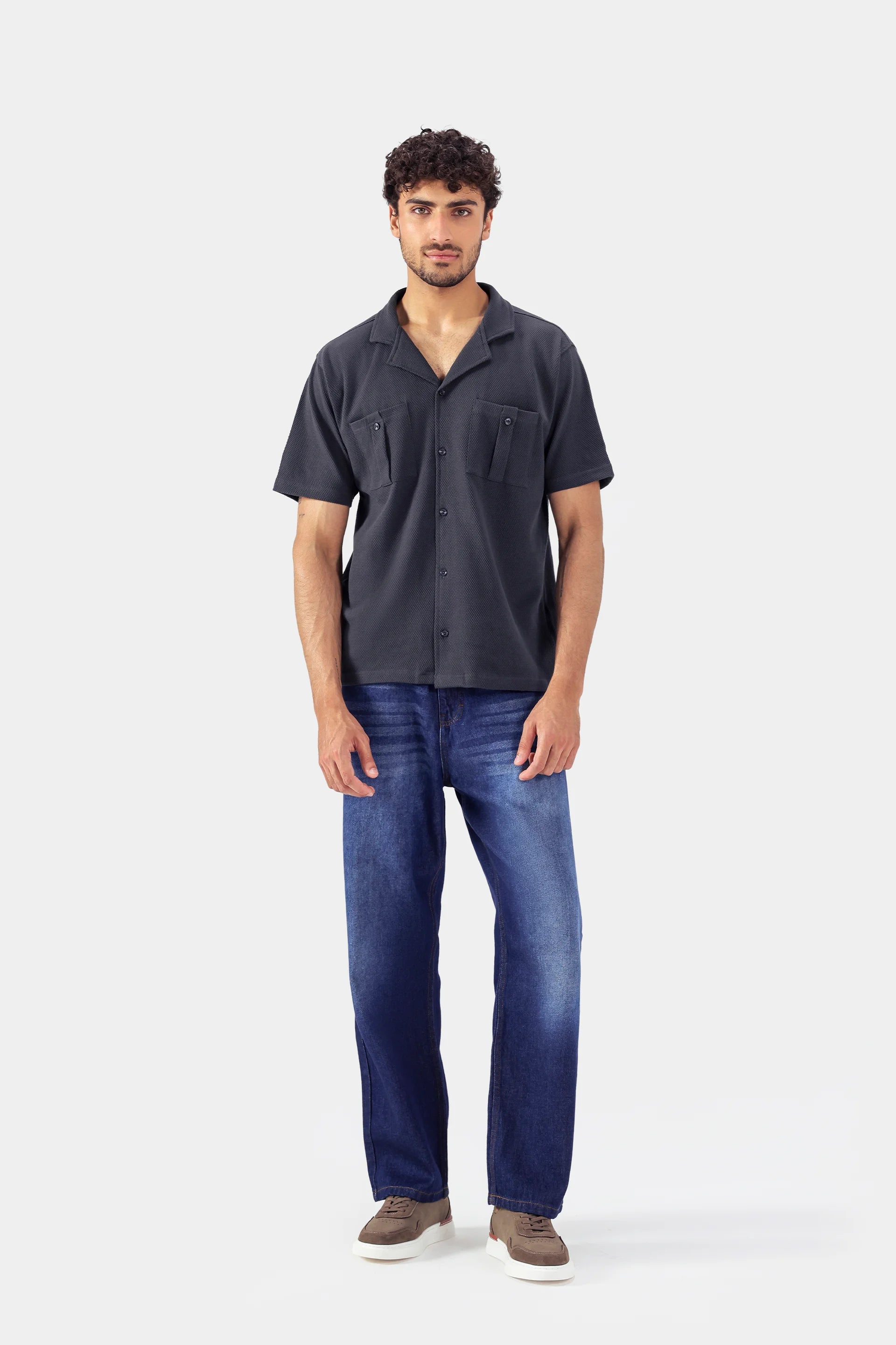 Boxy Popcorn-Knit Shirt - Cougar Clothing