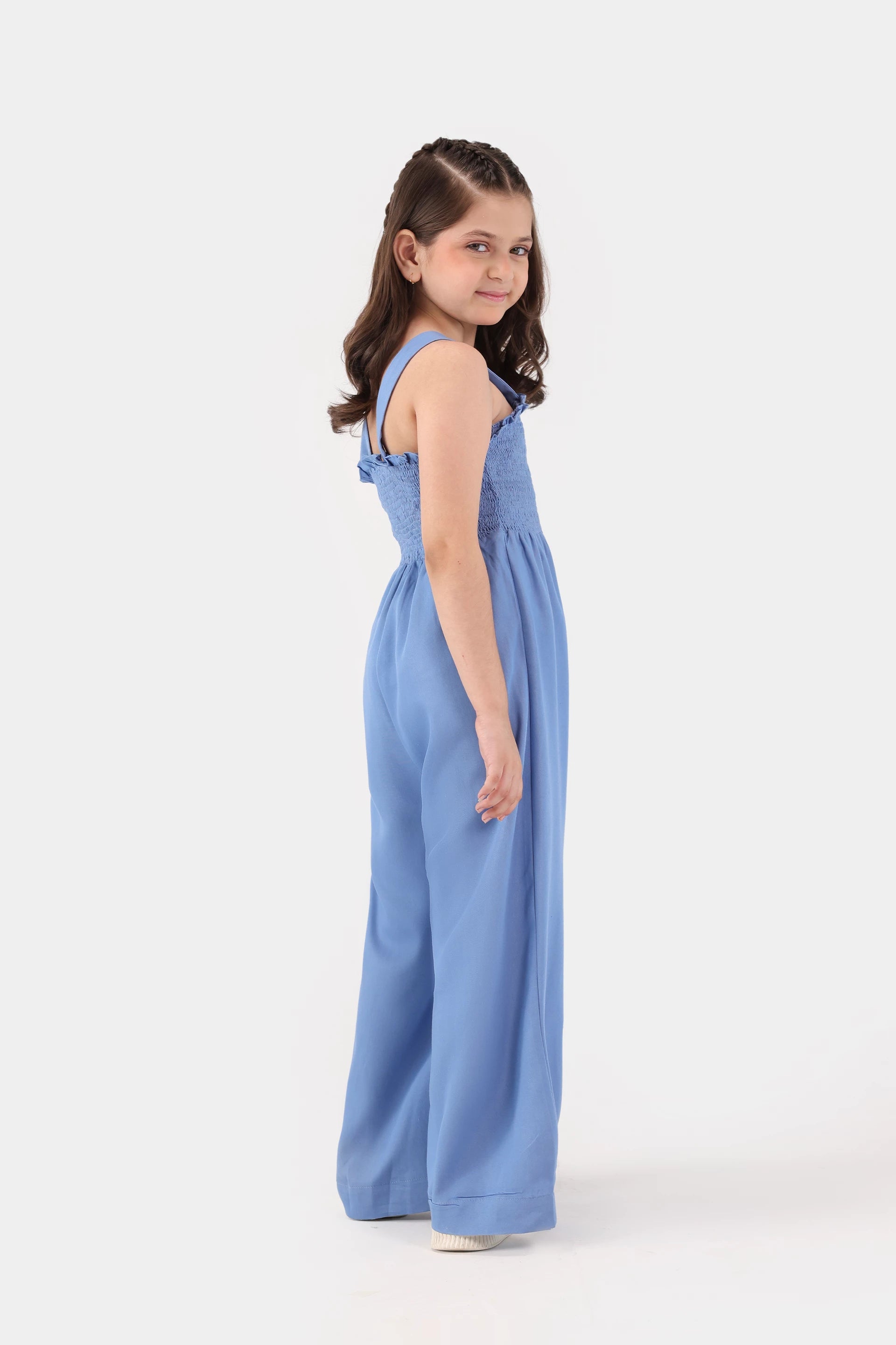 Smocked Chambray Jumpsuit - Cougar Clothing
