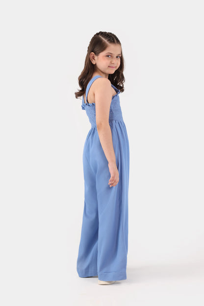 Smocked Chambray Jumpsuit - Cougar Clothing