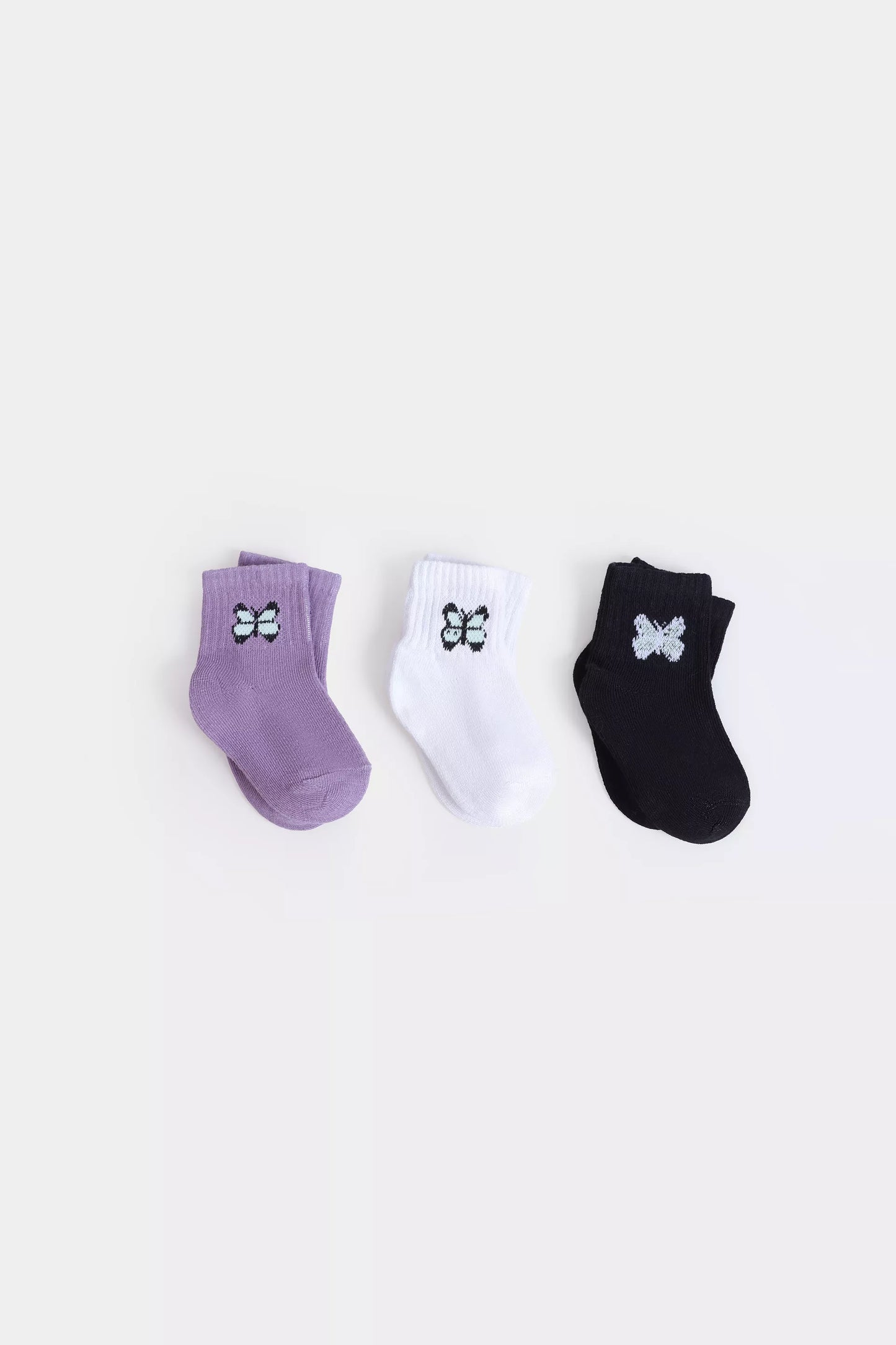 Pack of 3 Butterfly Short Crew Socks - Cougar Clothing