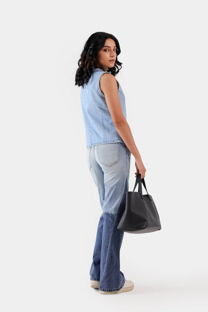Flare Fit Contrast Panel Jeans - Cougar Clothing