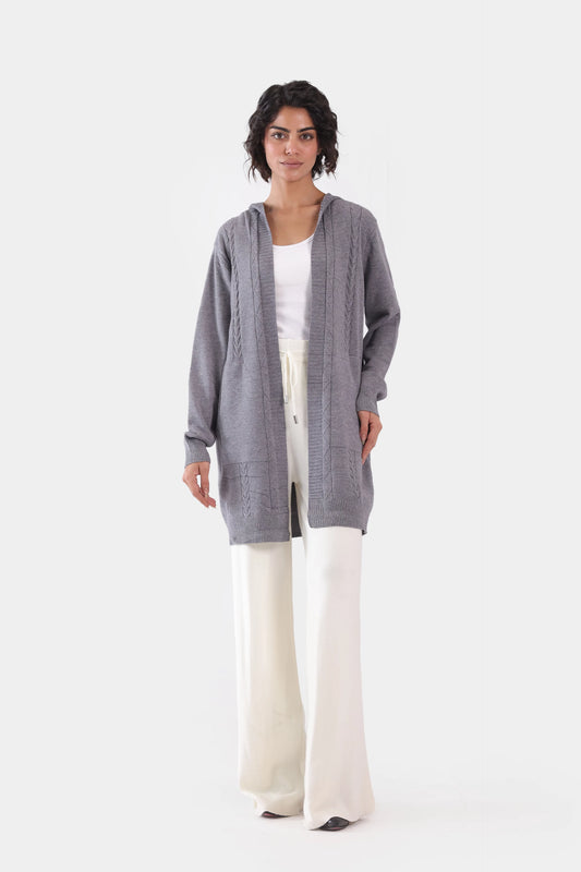 Hooded Fine Gauge Knit Cardigan - Cougar Clothing