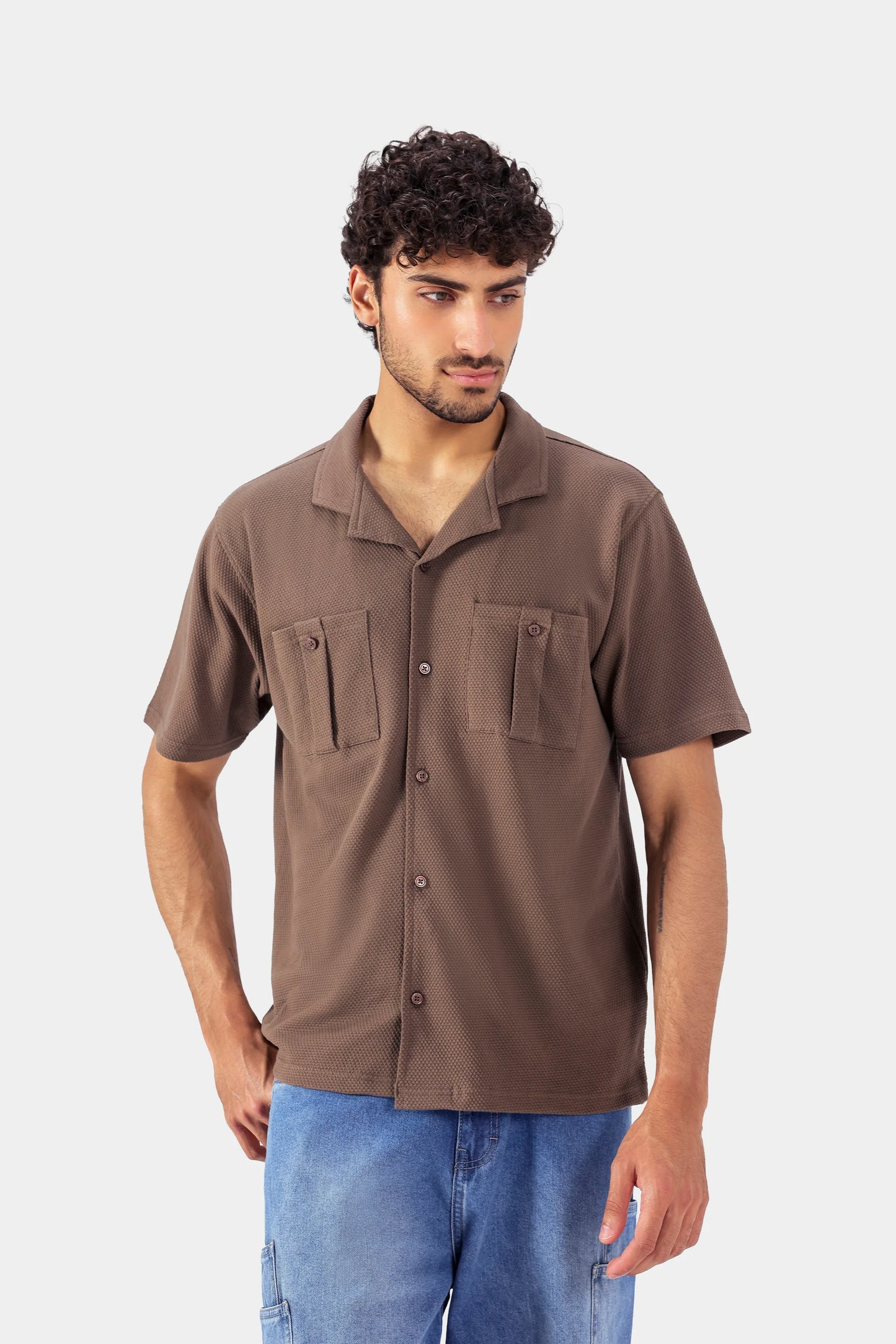 Boxy Popcorn Knit Shirt - Cougar Clothing