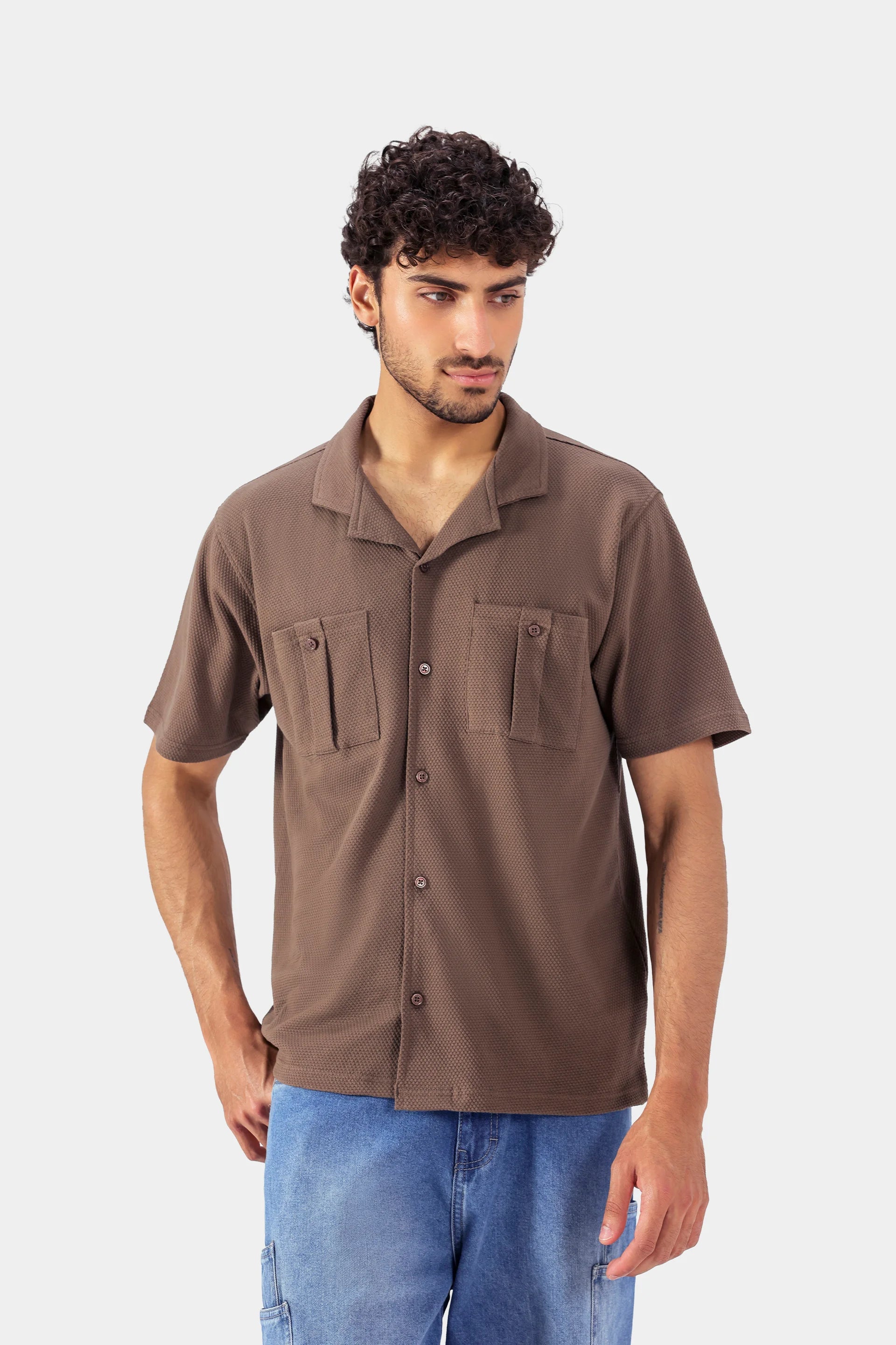 Boxy Popcorn Knit Shirt - Cougar Clothing