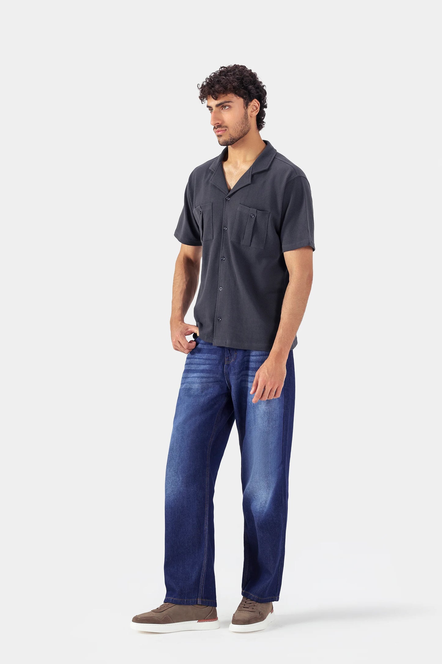Boxy Popcorn-Knit Shirt - Cougar Clothing