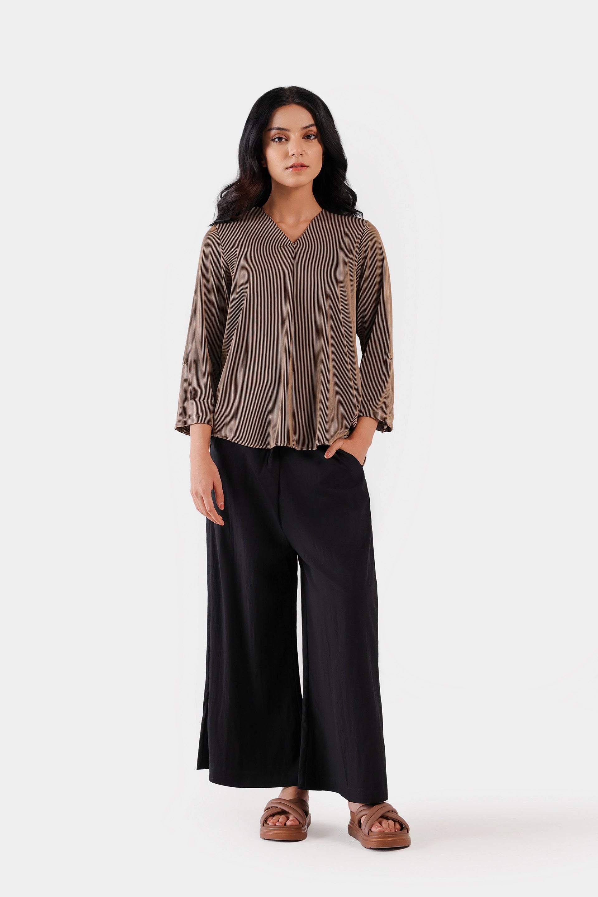 Textured V-neck Top - Cougar Clothing
