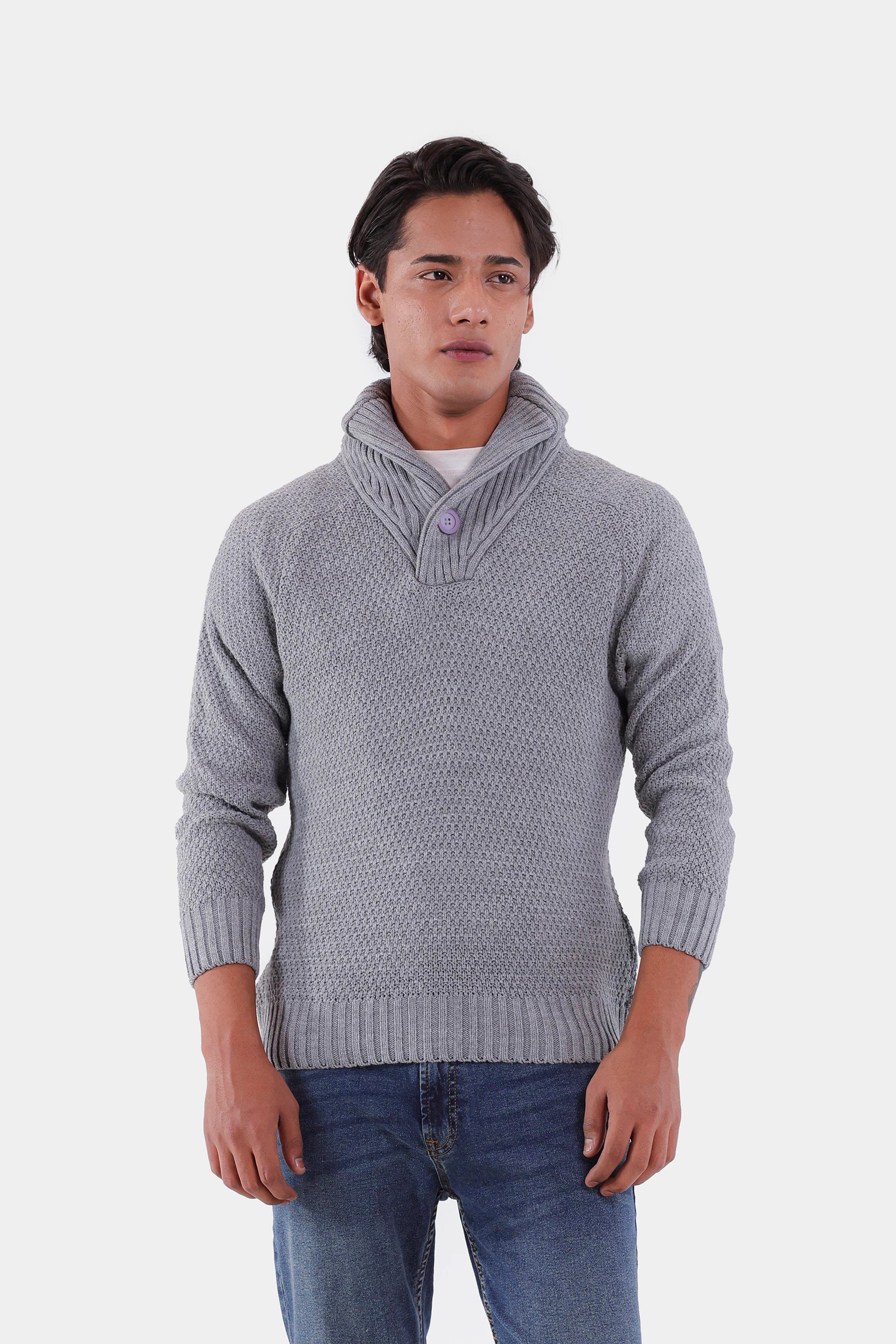 Shawl Neck Knit Sweater - Cougar Clothing