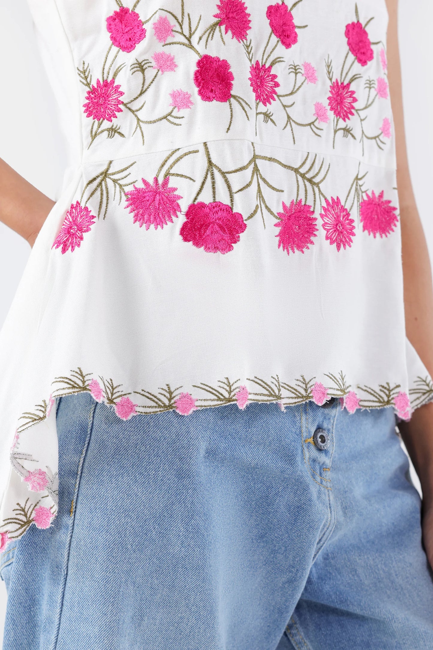 Embroidered Strappy Peplum - Cougar Clothing