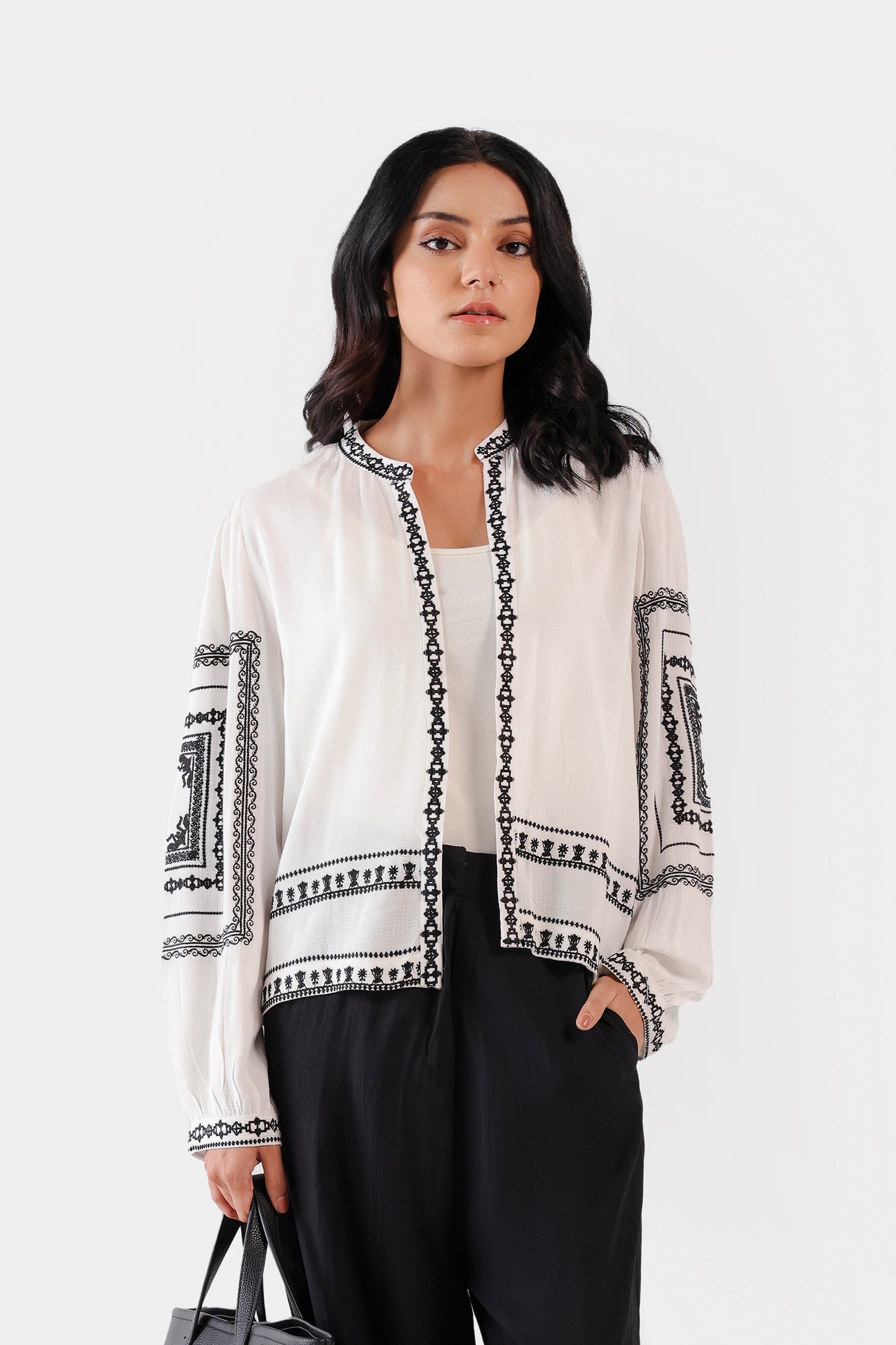 Embroidered Front Open Top - Cougar Clothing