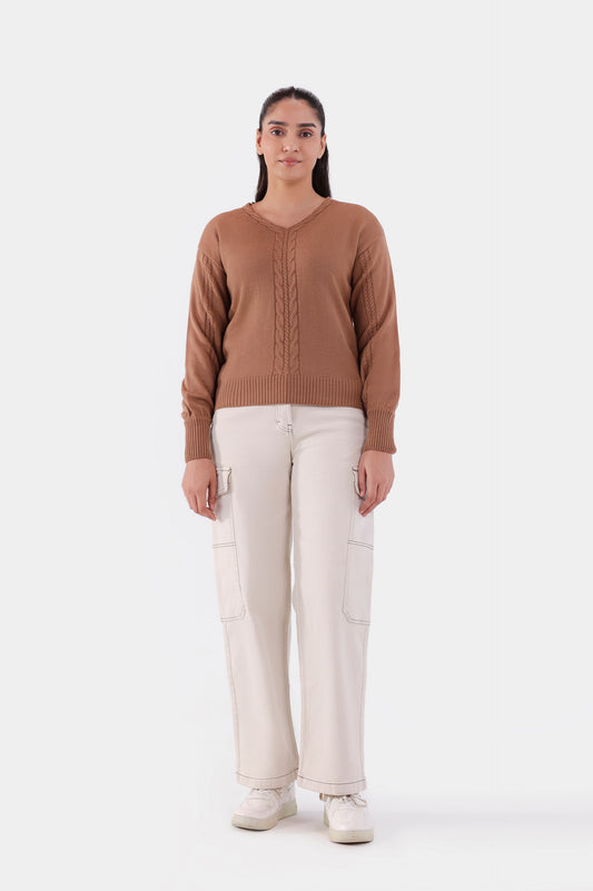 V-Neck Knit Sweater - Cougar Clothing