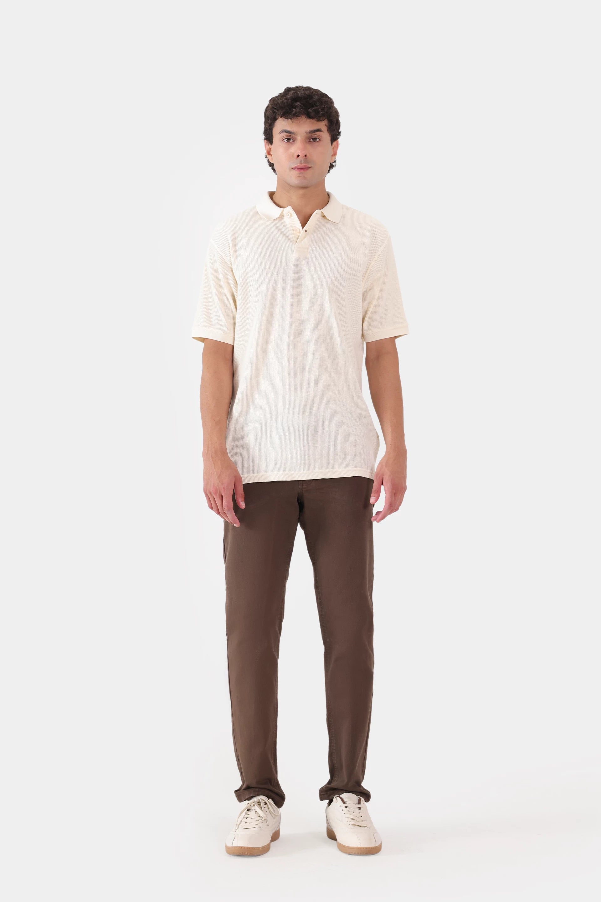 Relaxed Waffle Knit Polo - Cougar Clothing