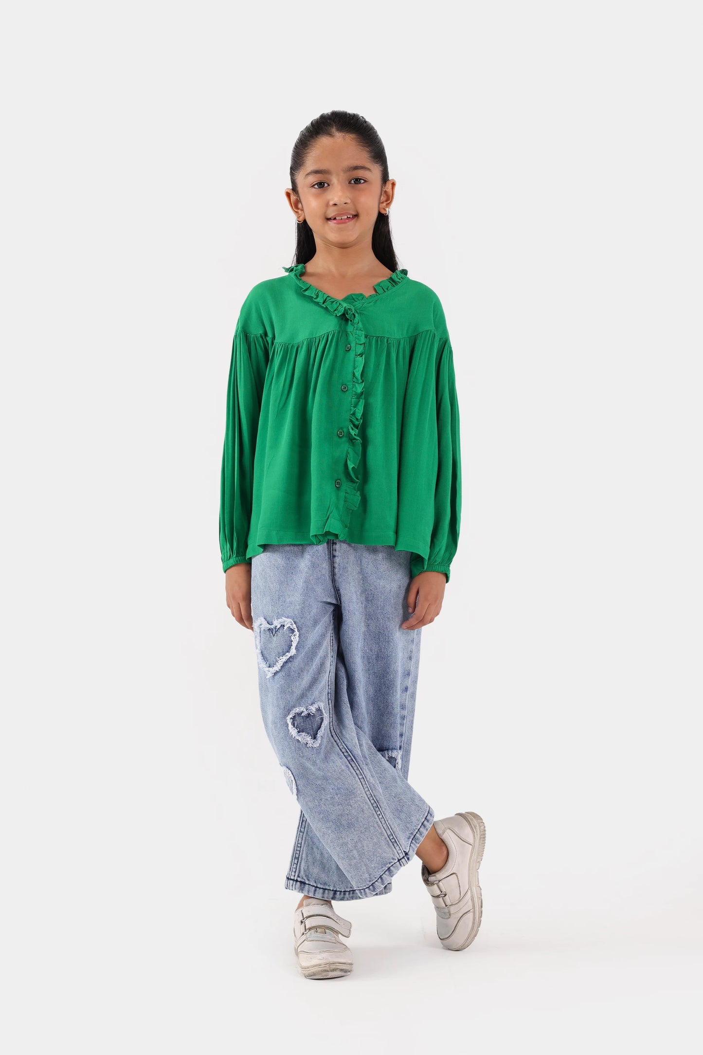 Button-Front Frilled Dress - Cougar Clothing